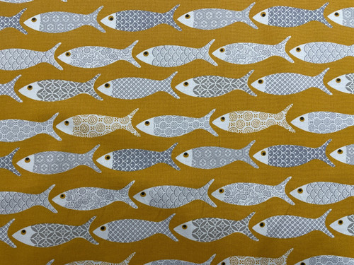 Fishes yellow white - fishes, cotton