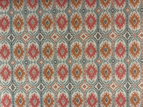 Mexican ikat linen fabric aqua - ikat,