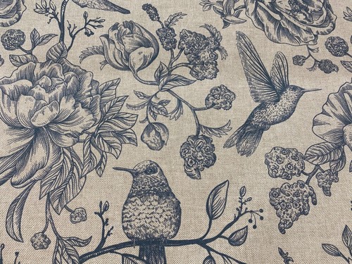 Indigo birds toile fabric - indigo,