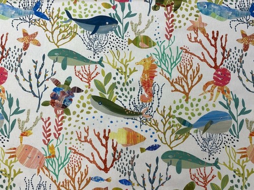 Bubbles jungle fabric fishes - bubbles,